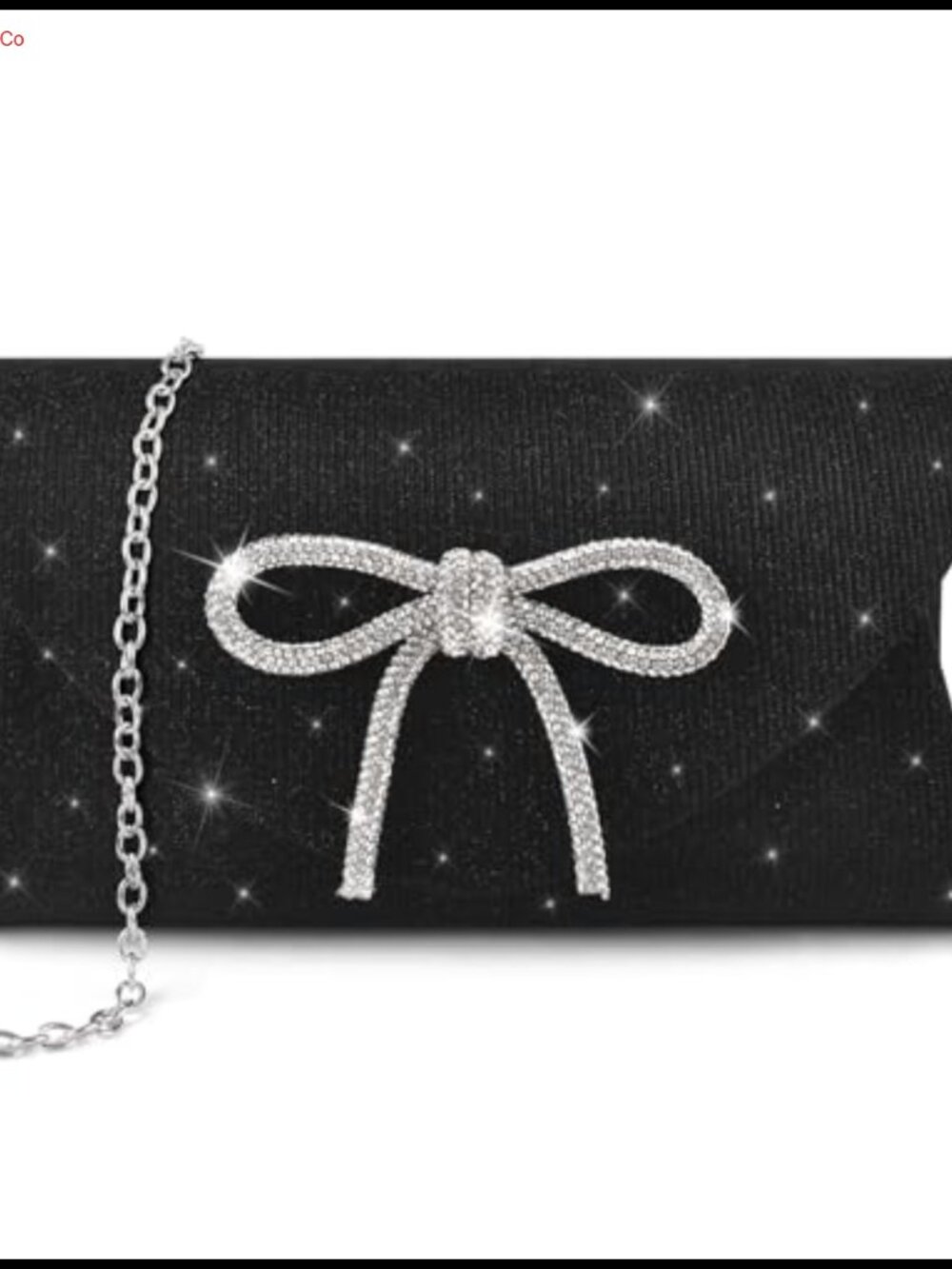 Glitter Envelope Clutch Evening Bag Sparkly Bow Formal Purse